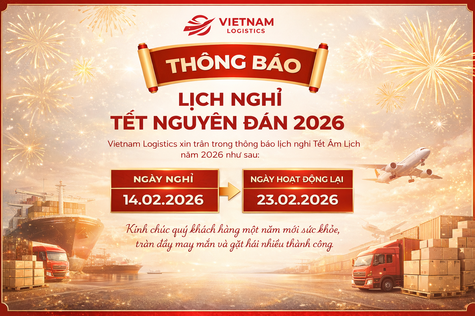 Lịch nghỉ tết Vietnam Logistics 2026